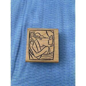 Vintage Rubber Line Art Woman Stamp